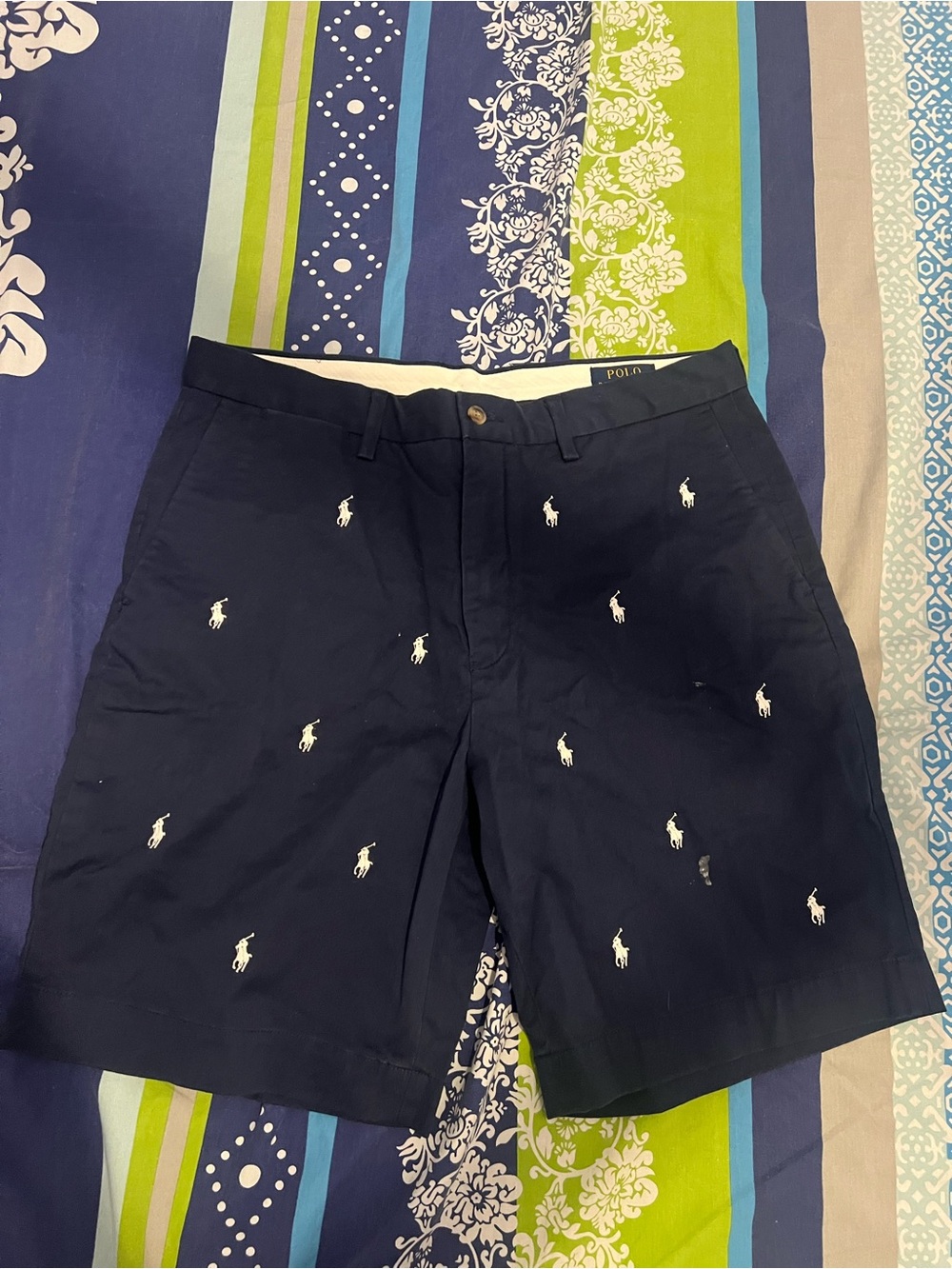 Polo by Ralph Lauren Navy Shorts with White Pony Embroidery